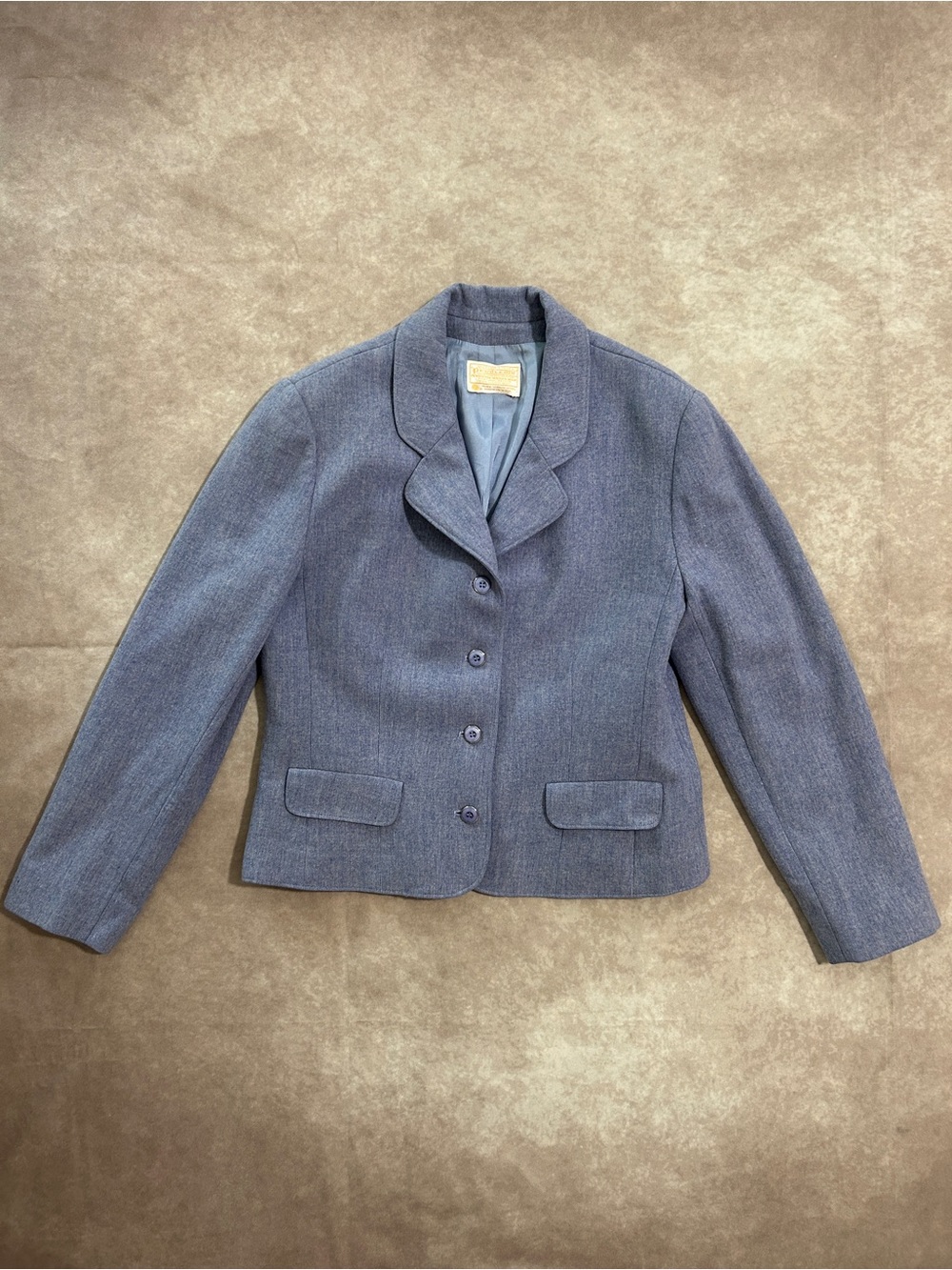 Pendleton Heathered Blue 100% Virgin Wool Tailored Blazer Vintage Vibes